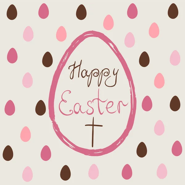Feliz cartão de Páscoa, tipografia, fundo com ovos — Vetor de Stock