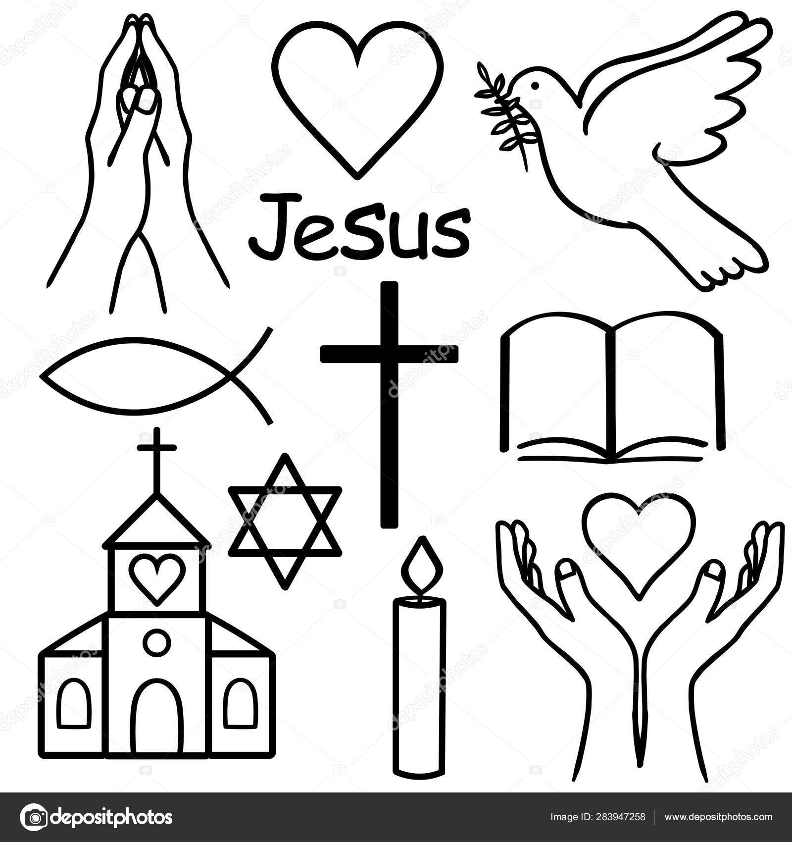Symbols of Christianity. Set. Icons — Stock Vector © kristinblack