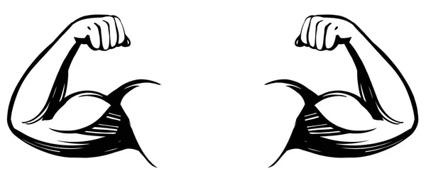 Kol, pazı, güçlü el simgesi karikatür el çizilmiş vektör illüstrasyon kroki — Stok Vektör