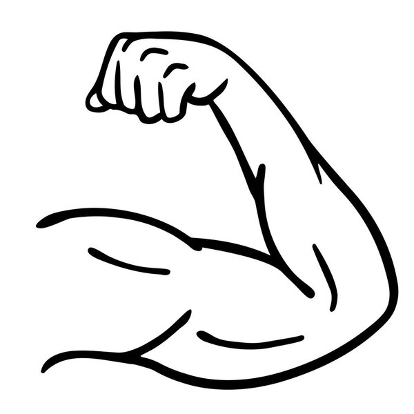 arm, bicep, strong hand icon cartoon hand drawn vector illustration sketch