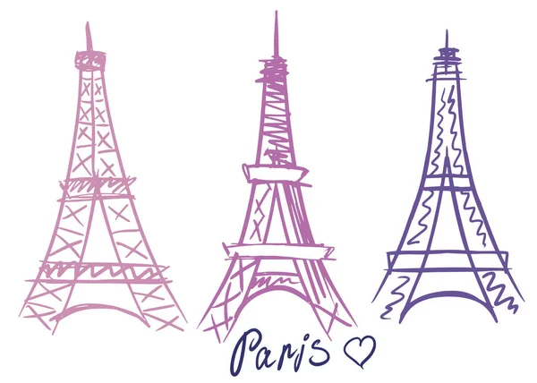 Paris Eyfel Kulesi Simgesi'nin soyut vektörü. El çizilmiş. Ayarlamak