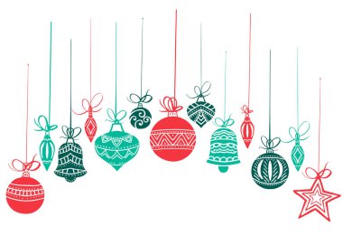 Noel süsleri, kroki çizim tasarım, tebrik kartı, Noel simgeler