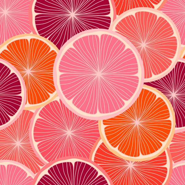 Grapefruit tropischen nahtlosen abstrakten Hintergrund. Vektor heller Druck für Stoff oder Tapete. — Stockvektor