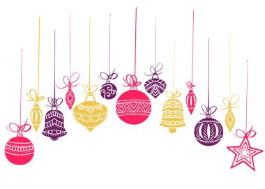 Noel süsleri, kroki çizim tasarım, tebrik kartı, Noel simgeler