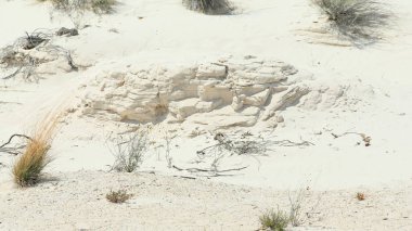 Las Cruces, New Mexico yakınlarındaki bir alçı kum çölünde rüzgar heykel Kum katmanları