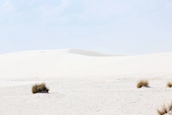 White Sand Dunes Wind Formed Ripples Day Blue Skies Clouds — Stock Photo, Image