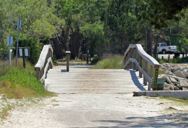 Parkta tahta bir köprü