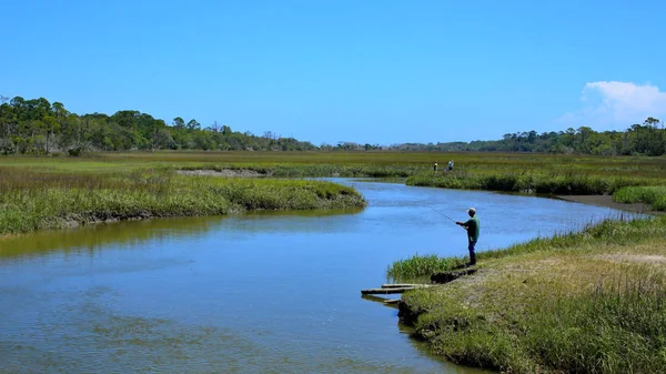 Creek horgászat a Jekyll Island, Grúzia — Stock Fotó