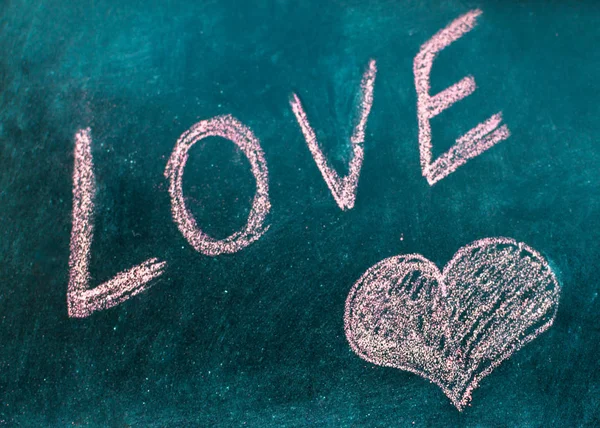 Palabra Amor Dibuja Tiza Día San Valentín — Foto de Stock