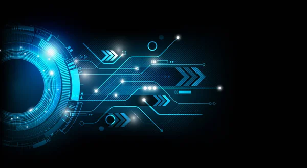 Soyut geleceksel elektronik devre teknolojisi mavi arkaplan konsepti, vektör illüstrasyonu