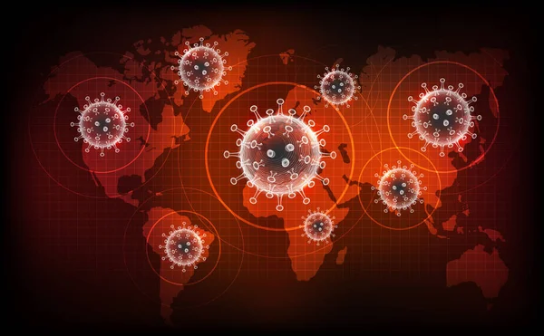 Coronavirus hastalığı COVID-19 enfeksiyonu. COVID-19 adlı Coronavirus hastalığı için yeni resmi isim, dünya haritasında salgın riski, vektör illüstrasyonu