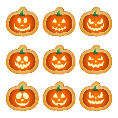 Cadılar Bayramı Balkabağı Kurabiye Vektör İllüstrasyonu