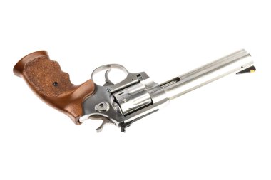 beyaz bir arka plan üzerinde izole kullanılan güzel gümüş tabanca