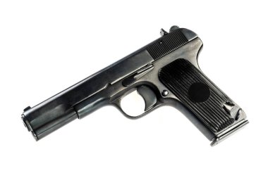 beyaz bir arka plan üzerinde izole kullanılmış eski Rus silah