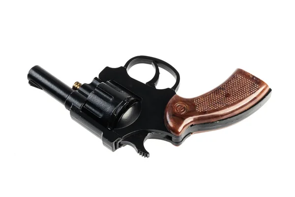Elszigetelt Használt Régi Fekete Revolver Fehér Alapon — Stock Fotó