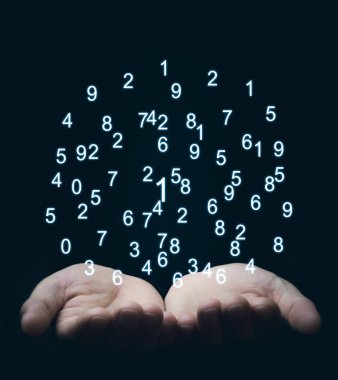 Numaraları holding eller. Dijital bilgi kavramı