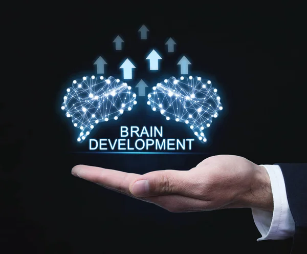 Brains with arrows. Artificial intelligence and development concept
