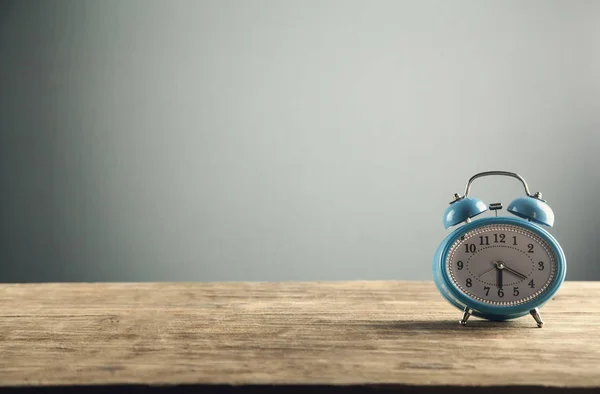 Alarm Clock Wooden Table Business Concept — Φωτογραφία Αρχείου