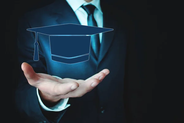 Hombre Con Gorra Graduación Concepto Educativo — Foto de Stock