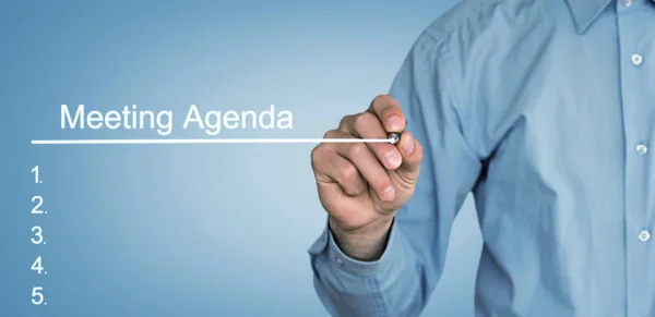 Businessman Writing Meeting Agenda Screen — Stock Photo, Image