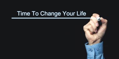 Zaman için Change Your Life yazma el. İş, motivasyon kavramı