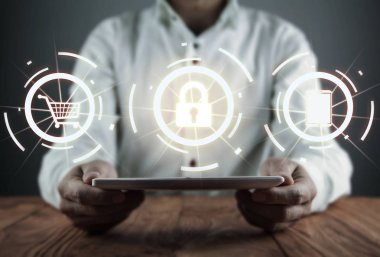 Veri koruma ve siber güvenlik kavramı. Bilgi güvenliği. İş ve internet teknoloji kavramı