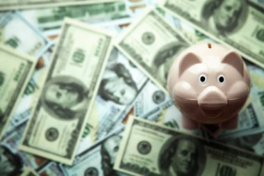 Dolar ile Piggy banka. Paranı sakla