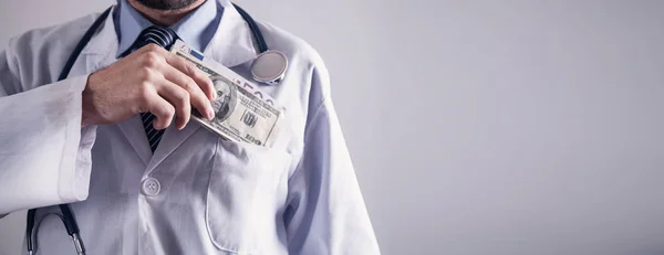 Doctor Holding Money Concept Corruption — Stock Photo, Image