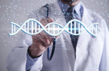 Doktor sarmal Dna molekülleri ile. Genetik kod yapısını. Tıp kavramı