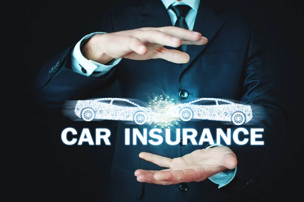 Man Holding Two Car Crash Car Insurance Concept — Stock Photo, Image