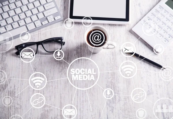 Sociala medier koncept. Business, teknik, kommunikation — Stockfoto