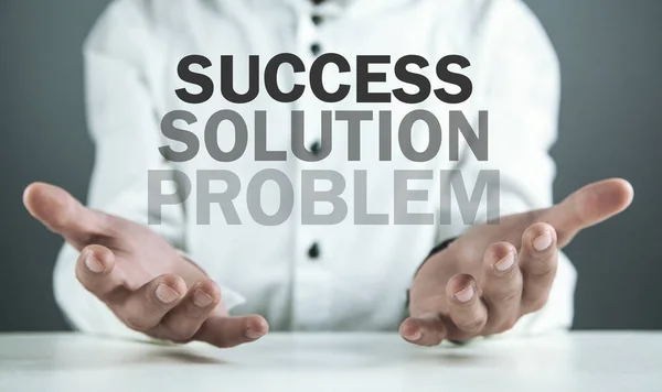 Man holding words. Problem, Solution, Success — Stock Photo, Image