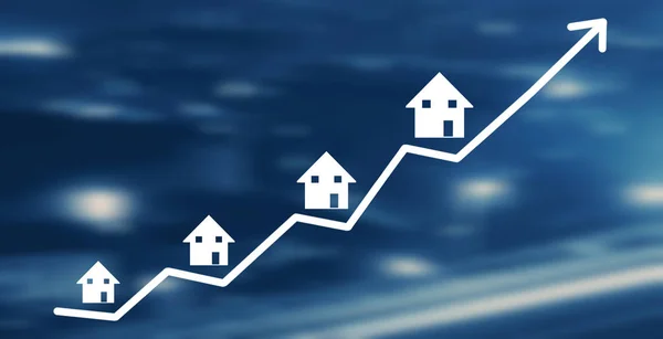 График недвижимости. Рост рынка недвижимости — стоковое фото