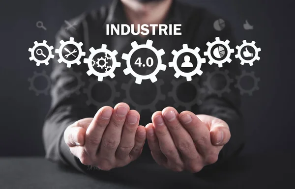 Productie evoluties. Industrie 4,0 concept — Stockfoto