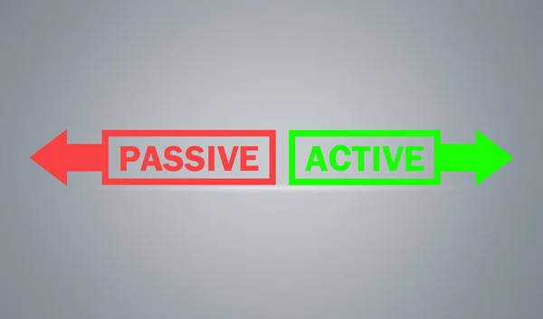 Passive or active text with arrows. Business concept