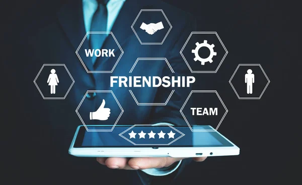 Persahabatan, kerja, tim, sepakat. Konsep bisnis — Stok Foto