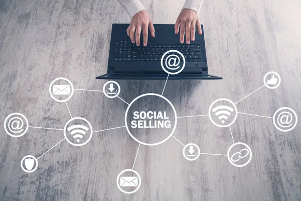 Internet, Kommunikation, Technologie. Konzept des sozialen Verkaufs — Stockfoto