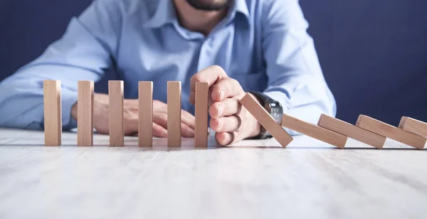 Ferma Effetto Domino Affari Soluzione — Foto Stock