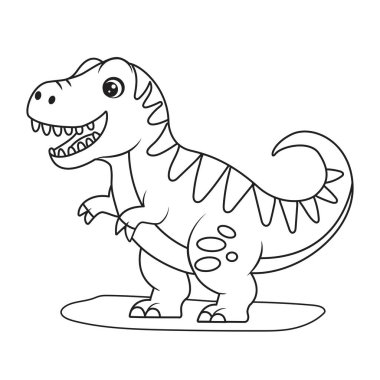 Çocuklar için şirin dinozor boyama kitabı. Beyaz arka planda izole edilmiş el yapımı bir tyrannosaurus. Vektör illüstrasyonu