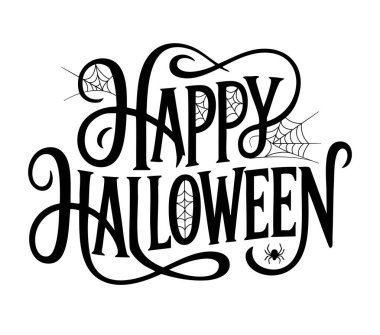 Mutlu Cadılar Bayramı, el yazısıyla yazılmış bir Banner. Vektör illüstrasyonu