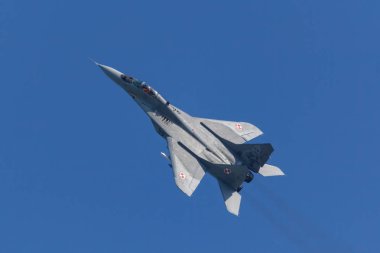 Leeuwarden, Hollanda 18 Nisan 2018: Polonya Hava Kuvvetleri Mig-2