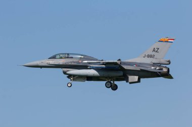 Leeuwarden, Hollanda 18 Nisan 2018: A Rnlaf F-16 ile ayak