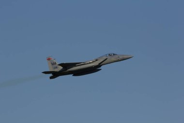 Leeuwarden, Hollanda 11 Nisan 2016: Usaf F-15 Eagle Frizce bayrak egzersiz sırasında