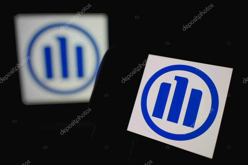 Roosendaal, The Netherlands - September 14, 2025: Smartphone displaying Allianz corporate branding on screen.