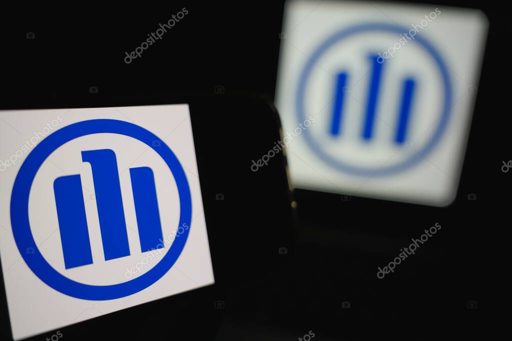 Roosendaal, The Netherlands - September 14, 2025: Smartphone displaying Allianz corporate branding on screen.