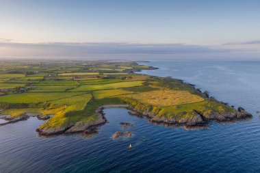 Ardglass Sahili üzerinden akşam uçuşu, County Down, Kuzey İrlanda, Birleşik Krallık