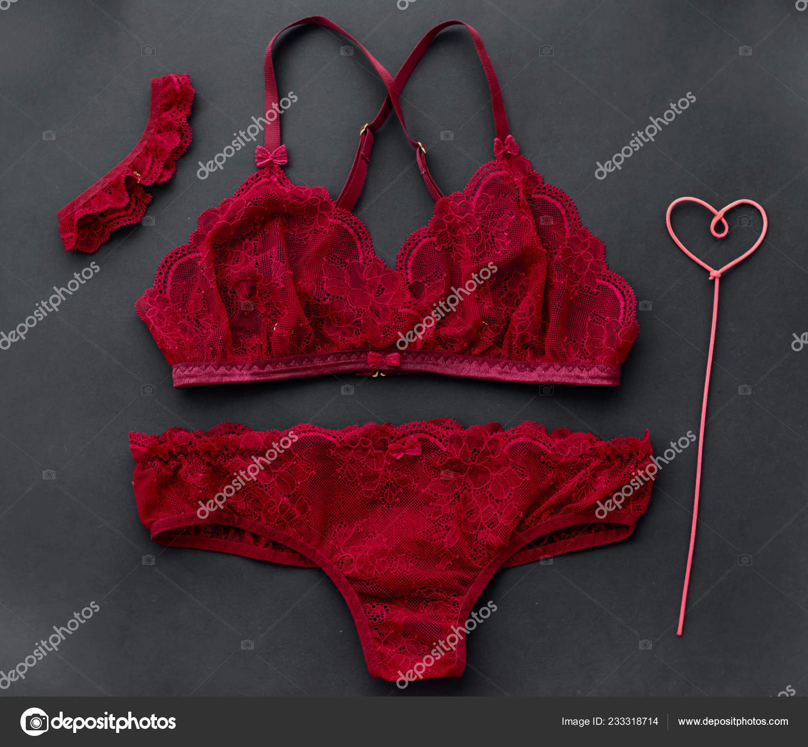 Red Lace Underwear Gift Girl Valentine's Day Stock Photo by ©greenoline  233318714
