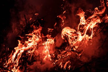 alevler siyah arkaplanda.