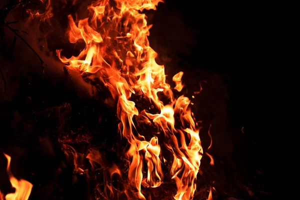 Fire flames on black background. — Stock Photo, Image