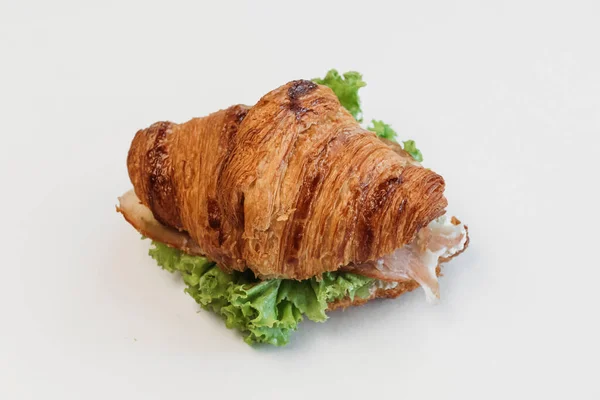 Croissant Ham Salad White Background — Stock Photo, Image